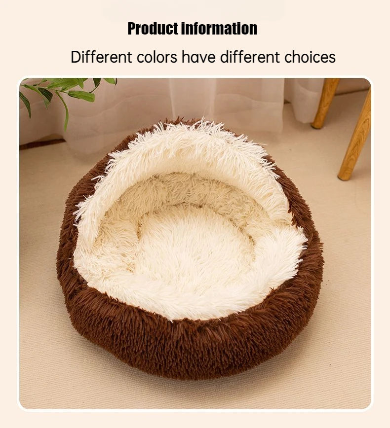 2 in 1 Soft Plush Pet Bed 50CM with Cover Round Cat Bed Pet Puppy Mattress Warm Cat Dog Sleeping Nest Cave for Small Dogs Mats