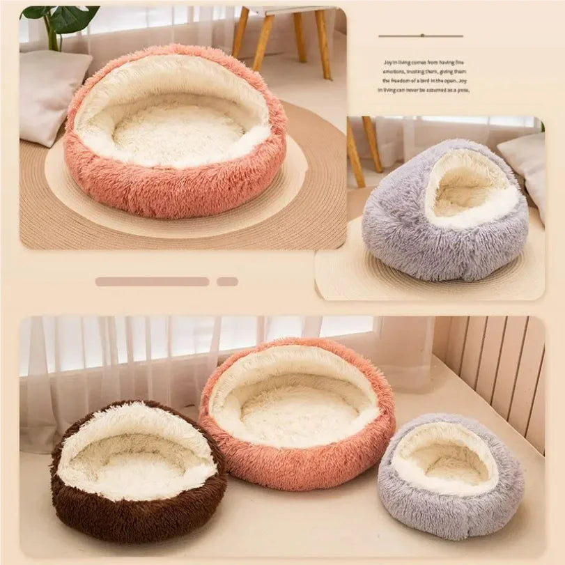 2 in 1 Soft Plush Pet Bed 50CM with Cover Round Cat Bed Pet Puppy Mattress Warm Cat Dog Sleeping Nest Cave for Small Dogs Mats