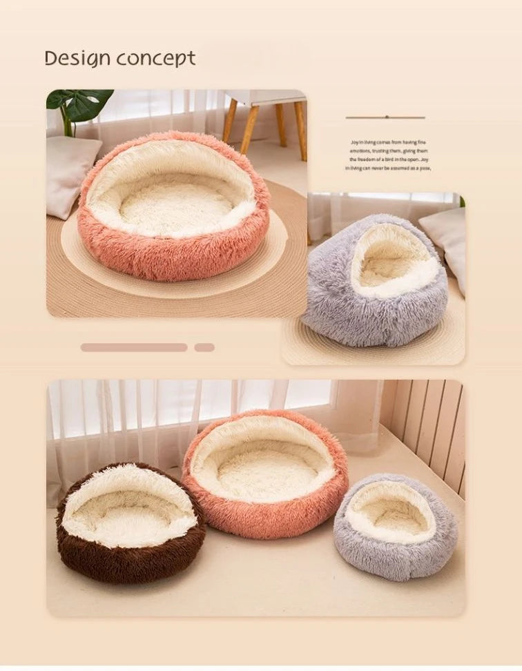2 in 1 Soft Plush Pet Bed 50CM with Cover Round Cat Bed Pet Puppy Mattress Warm Cat Dog Sleeping Nest Cave for Small Dogs Mats
