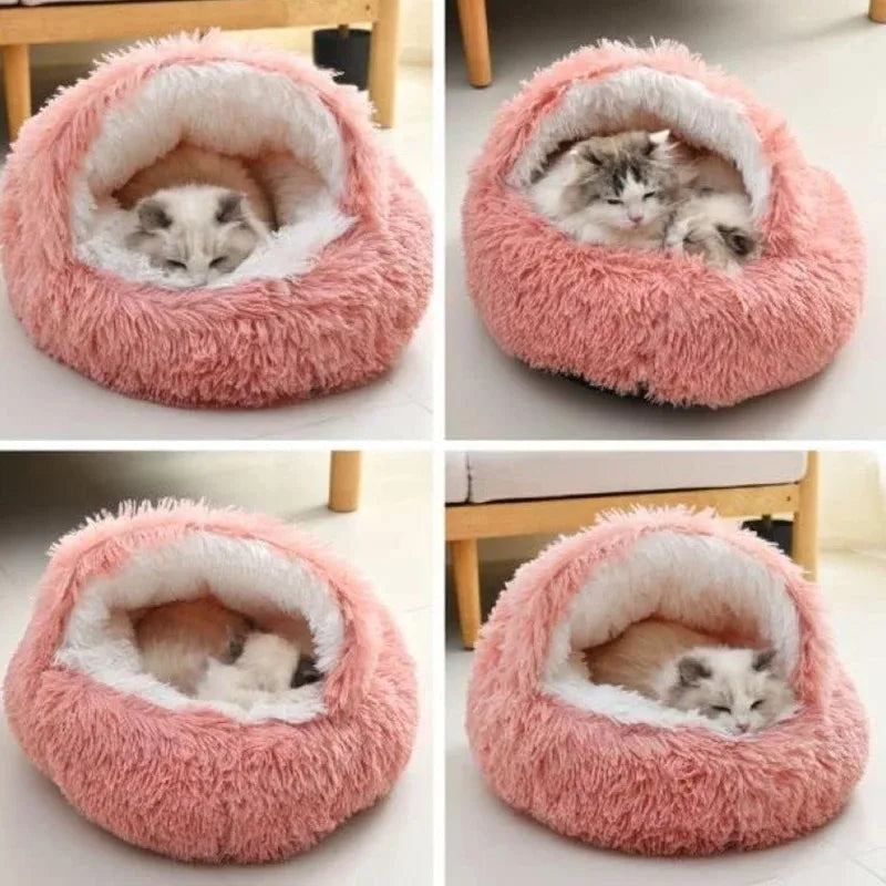 2 in 1 Soft Plush Pet Bed 50CM with Cover Round Cat Bed Pet Puppy Mattress Warm Cat Dog Sleeping Nest Cave for Small Dogs Mats