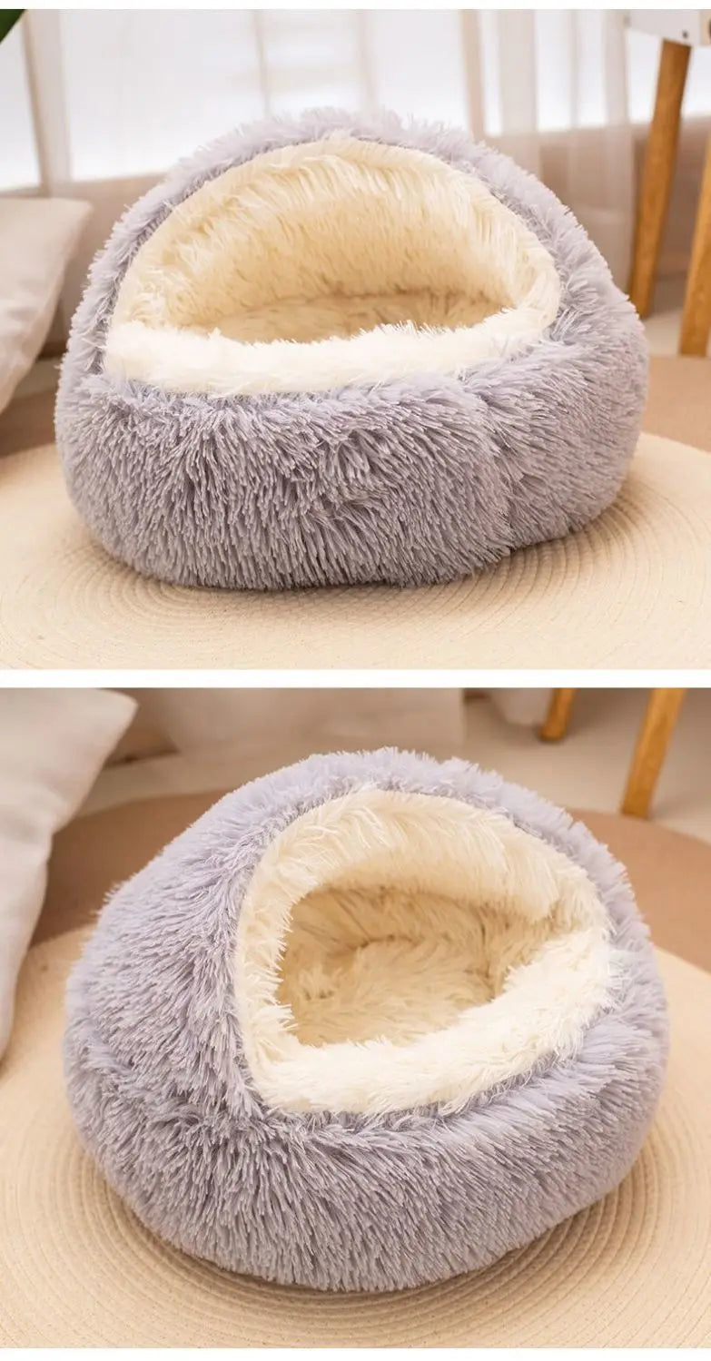 2 in 1 Soft Plush Pet Bed 50CM with Cover Round Cat Bed Pet Puppy Mattress Warm Cat Dog Sleeping Nest Cave for Small Dogs Mats
